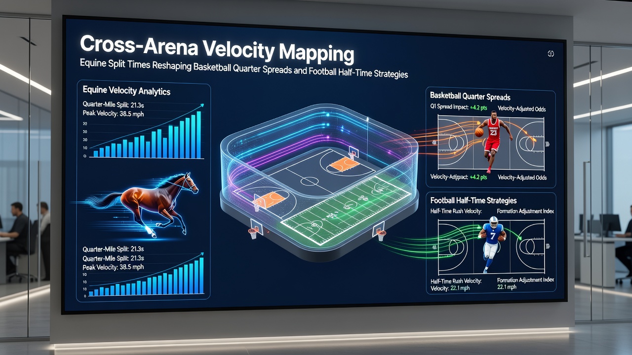 Mobile App-Oberfläche zeigt Echtzeit-Mapping von Pferderenn-Daten auf Basketball- und Fußball-Wettmärkte