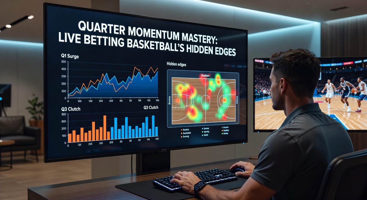 Basketballspieler in actionreichem Moment während eines Quarters, der Momentum-Schwung symbolisiert