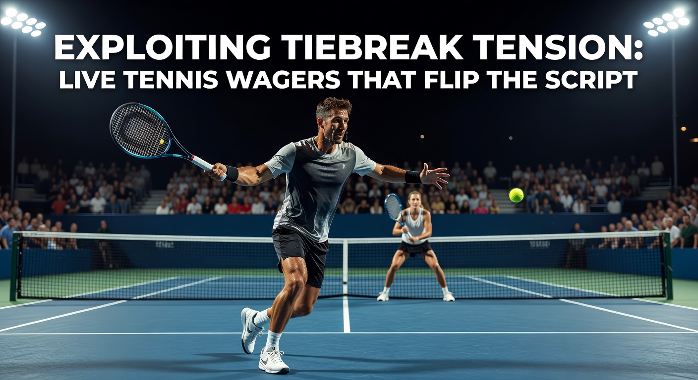 Ein intensiver Tiebreak-Moment auf dem Tennisplatz, bei dem zwei Spieler in höchster Konzentration gegeneinander antreten, mit dem Netz als Scheideweg des Sieges